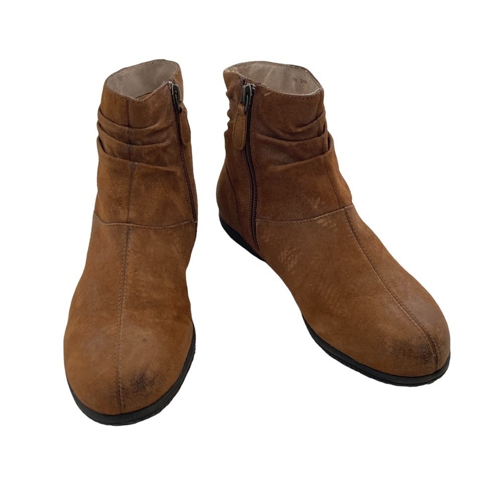 Softwalk Brown Nubuck Ruched Front  Booties